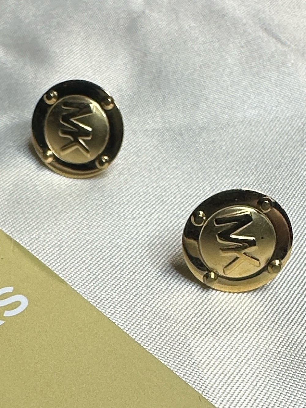 Michael Kors Gold Studs Earrings MK logo circle